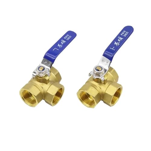Anschlussadapter aus Messing und Edelstahl, 1/4" 3/8" 1/2" 3/4" 1" BSP Innengewinde Voller Port T-Port Drei-Wege-Messing-Kugelhahn-Anschluss-Adapter for Wasser, Öl, Luft, Gas(Lmobel,1I4 Female) von AMZBNEIDI
