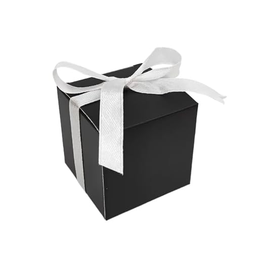 Premium-Geschenkbox mit Magnetverschluss, Quadratische Süßigkeiten-Party-Geschenkbox aus Papier mit Band, 5,5 x 5,5 x 5,5 cm, Mehrfarbig, 100 Stück(Black) von AMZBNEIDI