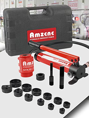 AMZCNC 8T Hydraulisches Lochstanzer-Set, elektrisches Leitungs- und Metallblechstanzer-Set, 1,27 cm bis 5,1 cm Stanzschablonen, für Stahl und Edelstahl, tragbares Gehäuse AMZCNC 8T Hydraulisches Lochstanzer-Set, elektrisches Leitungs- und Metallblechstanzer-Set, 1,27 cm bis 5,1 cm Stanzschablonen, für Stahl und Edelstahl, tragbares Gehäuse von AMZCNC
