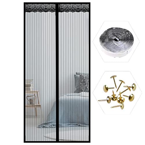 AMZERO Fliegengitter Magnet TüR Insektenschutz Magnetvorhang Ohne Bohren Moskitonetz Magnetverschluss für Balkontür Wohnzimmer Terrassentür - Schwarz 140x220cm(55x87inch) von AMZERO