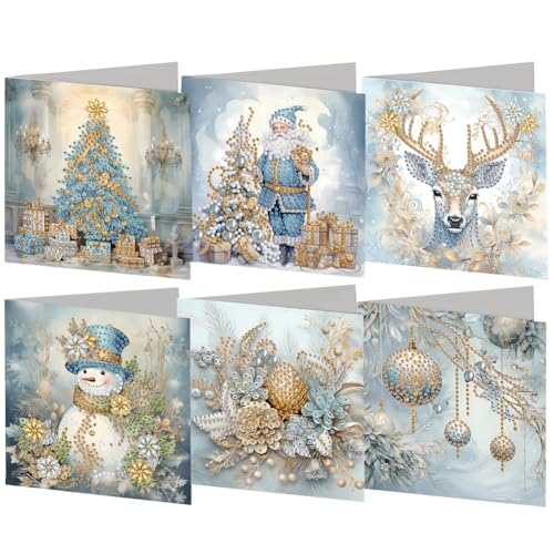 6-teiliges Diamond Painting Grußkarten-Set, DIY Diamond Art Malerei Karten, Strassstein Diamond Art Mosaik Postkarten für Familie und Freunde Geschenk, Mosaik Handgemachte Kreative Postkarten von AMZGSHOP
