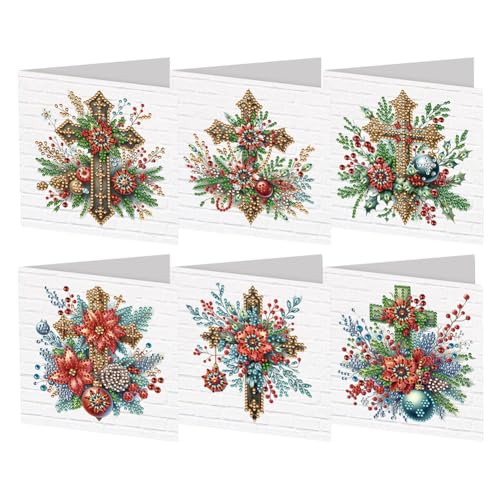6-teiliges Diamond Painting Grußkarten-Set, DIY Diamond Art Malerei Karten, Strassstein Diamond Art Mosaik Postkarten für Familie und Freunde Geschenk, Mosaik Handgemachte Kreative Postkarten von AMZGSHOP