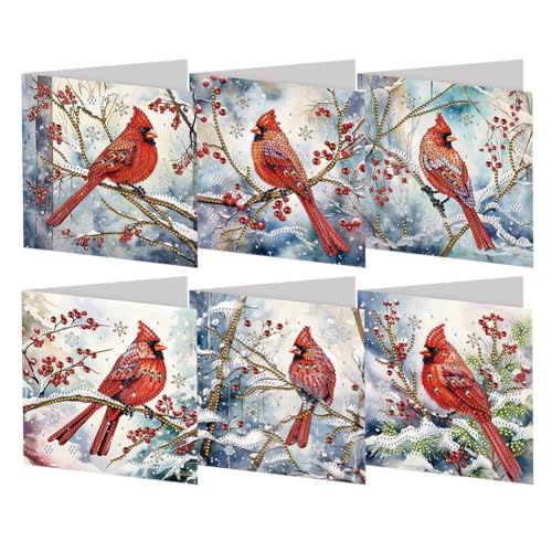 6-teiliges Diamond Painting Grußkarten-Set, DIY Diamond Art Malerei Karten, Strassstein Diamond Art Mosaik Postkarten für Familie und Freunde Geschenk, Mosaik Handgemachte Kreative Postkarten von AMZGSHOP