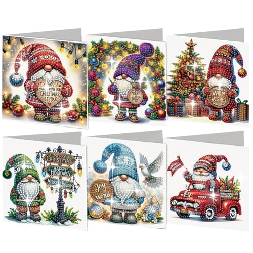 6-teiliges Diamond Painting Grußkarten-Set, DIY Diamond Art Malerei Karten, Strassstein Diamond Art Mosaik Postkarten für Familie und Freunde Geschenk, Mosaik Handgemachte Kreative Postkarten von AMZGSHOP