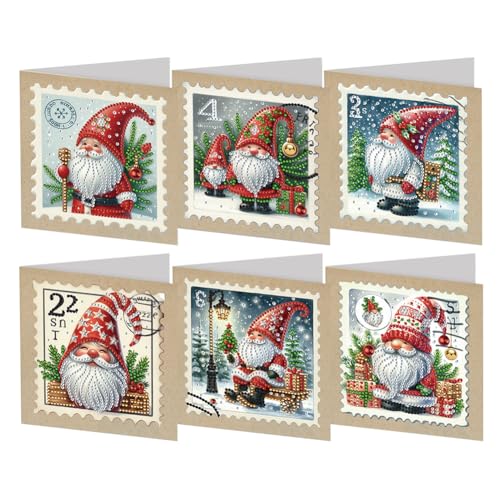 6-teiliges Diamond Painting Grußkarten-Set, DIY Diamond Art Malerei Karten, Strassstein Diamond Art Mosaik Postkarten für Familie und Freunde Geschenk, Mosaik Handgemachte Kreative Postkarten von AMZGSHOP