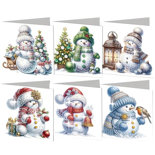 6-teiliges Diamond Painting Grußkarten-Set, DIY Diamond Art Malerei Karten, Strassstein Diamond Art Mosaik Postkarten für Familie und Freunde Geschenk, Mosaik Handgemachte Kreative Postkarten von AMZGSHOP