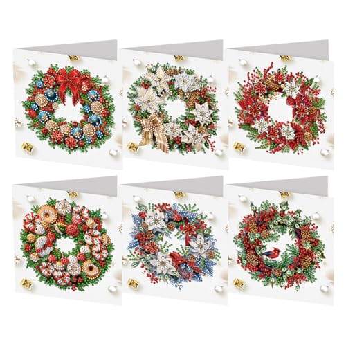 6-teiliges Diamond Painting Grußkarten-Set, DIY Diamond Art Malerei Karten, Strassstein Diamond Art Mosaik Postkarten für Familie und Freunde Geschenk, Mosaik Handgemachte Kreative Postkarten von AMZGSHOP