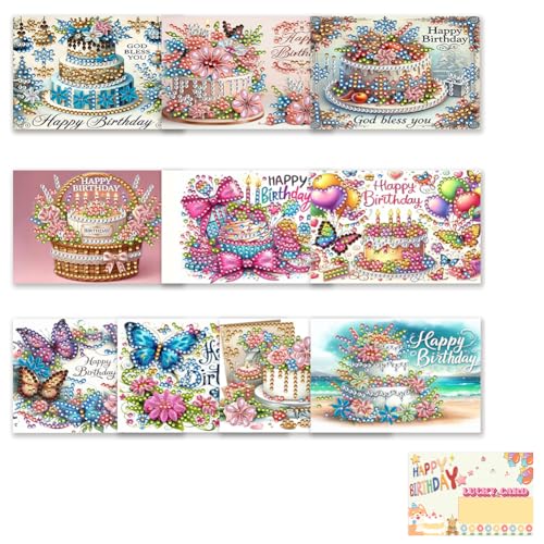 AMZGSHOP 10 Stück Diamant Grußkarten Set, DIY Diamant Malerei Party Geschenk, 5D Strass Stickerei Kunst Karten Kits, Faltbare Grußkarten, Kreative Mosaik Handwerk Postkarten AMZGSHOP 10 Stück Diamant Grußkarten Set, DIY Diamant Malerei Party Geschenk, 5D Strass Stickerei Kunst Karten Kits, Faltbare Grußkarten, Kreative Mosaik Handwerk Postkarten von AMZGSHOP