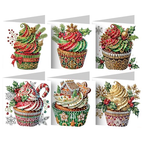 AMZGSHOP 6-teiliges Set Grußkarten mit Diamantmalerei, DIY Strass-Diamantkunst-Grußkarten, Klappbare Glückwunschkarten, Kreative Mosaik-Handarbeit-Postkarten AMZGSHOP 6-teiliges Set Grußkarten mit Diamantmalerei, DIY Strass-Diamantkunst-Grußkarten, Klappbare Glückwunschkarten, Kreative Mosaik-Handarbeit-Postkarten von AMZGSHOP