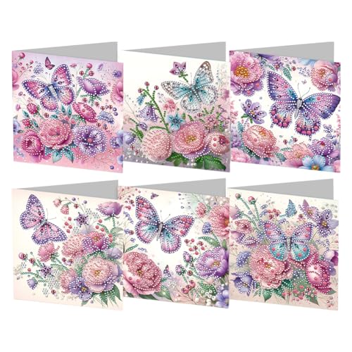 AMZGSHOP 6pcs Diamond Painting Grußkarten-Set, DIY Diamant Kunst Malerei Karten, Faltgrußkarte Handwerk, 5D Strass Stickerei Kunst Karten Kits, Mosaik Handgemachte Kreative Postkarten AMZGSHOP 6pcs Diamond Painting Grußkarten-Set, DIY Diamant Kunst Malerei Karten, Faltgrußkarte Handwerk, 5D Strass Stickerei Kunst Karten Kits, Mosaik Handgemachte Kreative Postkarten von AMZGSHOP
