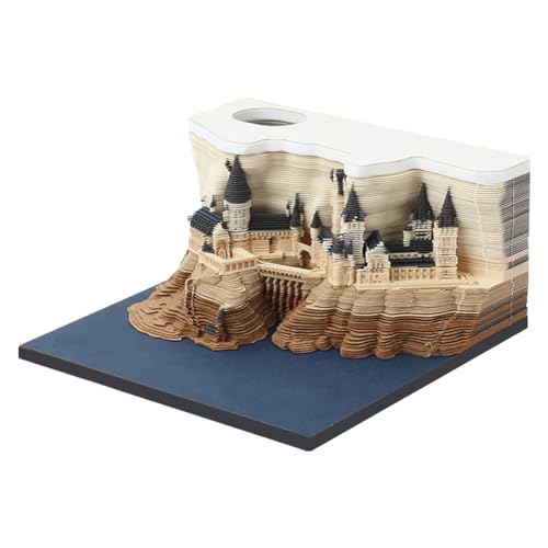 AMZLORD 3D-Schreibtischkalender, Notizblock, Schloss-Zeitstück-Kalender, Papier abreißen, enthüllt magisches Schloss, DIY-Papierschnitzerei, künstlerische Blöcke für Büro/Zuhause, DIY, kreat von AMZLORD