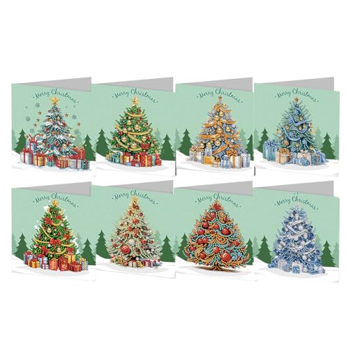 AMZLORD 5D DIY Diamond Painting Grußkarten Diamant Painting Weihnachten Karten Weihnachtskarten Set mit Umschlag Strass Handwerk Grußkarte for Geburtstag, Christmas von AMZLORD
