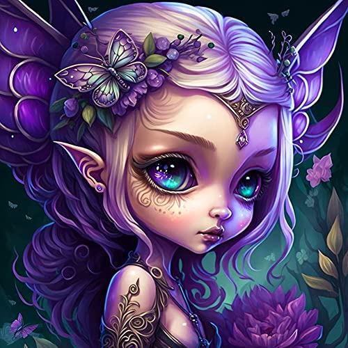 AMZLORD 5D Mädchen Diamond Painting Set, Diamant Painting Bilder, DIY Full Round Drill Diamond Painting Elf Girl Kit for Kinder und Erwachsene - Crystal Art for Home Wand Deko (30x30cm) von AMZLORD