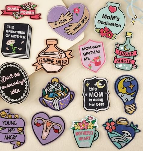 Feministische Aufnäher zum Aufbügeln, bestickte Designs, Kollektion, 15 Stück von AMZNEVO