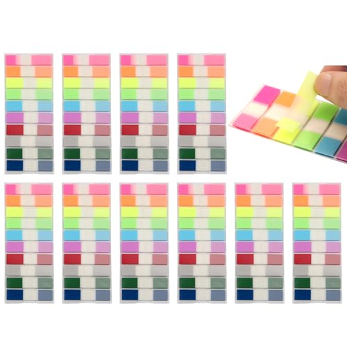 AMZSKU 2000 Blätter Sticky Notes Transparent, Haftnotizen Klebezettel, Praktischen Book Tabs, Page Marker, Klein Klebezettel, Seitenmarker für Schreibwaren Aesthetic, Studieren, Büro (10 Farben) von AMZSKU