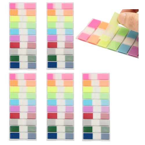 AMZSKU Sticky Notes, 1000 Stücke Haftnotizen Tabs Haftstreifen Transparente Haftnotizen PET Mehrfarbig für Lesezeichen,Studieren,Büro,Schulplaner Memo von AMZSKU