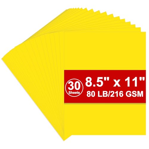 Karton, 216 g/m², Einband, Gelb, 36,3 kg Karteipapier, schwerer Kopierkarton für Drucker, Scrapbooking, Weihnachten (gelber Karton, 30 Blatt) von AMZWUS
