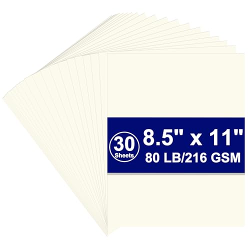 Karton, 216 g/m², cremefarben, 36,3 kg Kartonpapier, schwerer Kopierkarton für Drucker, Scrapbooking, Weihnachten (cremefarbener Karton, 30 Blatt) von AMZWUS