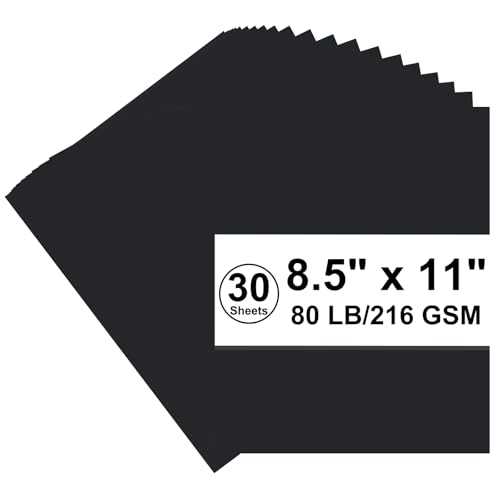 Karton, 216 g/m², schwarzer Karton, 36,3 kg Kartonpapier, schwerer Kopierkarton für Drucker, Scrapbooking, Weihnachten (schwarzer Karton, 30 Blatt) von AMZWUS