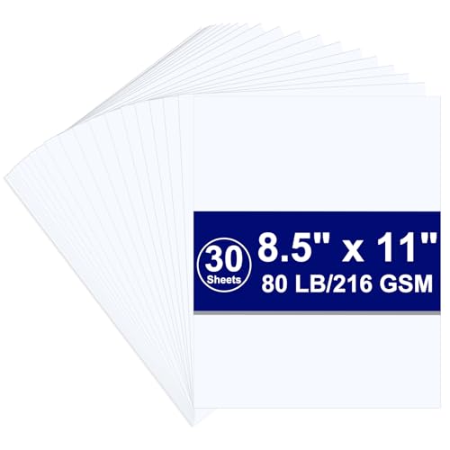 Weißer Karton, 216 g/m², Kartonpapier, 36,3 kg Kartonpapier, schwerer Kopierkarton für Drucker, Scrapbooking, Einladungen, Weihnachten (weißer Karton, 30 Blatt und Karton 21,6 x 28,9 cm) von AMZWUS