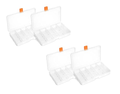 AMZoutdoor NEU 4 Stück Mini Aufbewahrungsboxen mit 15 Fächern einstellbar | Sortierbox | Sortimentbox | Perlenbox | Schraubenbox | Kleinteilebox (b: 4 Stück) von AMZoutdoor