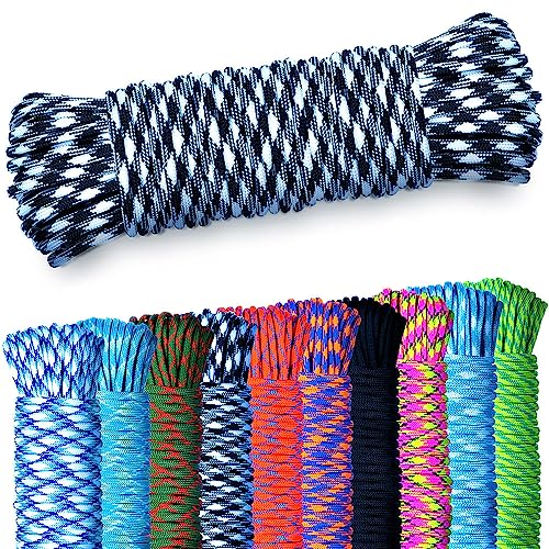 NEU AMZoutdoor® 5,10 oder 15m Paracord 550 Schnur | 7 Kernstränge | Outdoor Ausrüstung | Outdoor Camping | Paracord Schnüre für Hundehalsband | Hundeleine (Schwarz-Weiß, 10 Meter) von AMZoutdoor