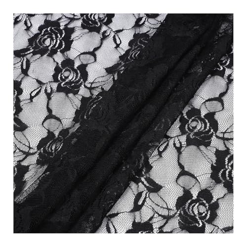 AMateschitz 150cm Breit Spitzenstoff Vintage Rose Spitze Stoff Stretch Gestickte Blumenstoff Weiches Blume Spitzen Tüll Stoff Meterware, für Nähen Bekleidung Hochzeitskleid Party DIY Schwarz 2 Yard AMateschitz 150cm Breit Spitzenstoff Vintage Rose Spitze Stoff Stretch Gestickte Blumenstoff Weiches Blume Spitzen Tüll Stoff Meterware, für Nähen Bekleidung Hochzeitskleid Party DIY Schwarz 2 Yard von AMateschitz