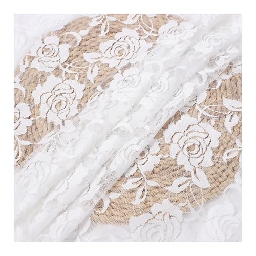 AMateschitz 150cm Breit Spitzenstoff Vintage Rose Spitze Stoff Stretch Gestickte Blumenstoff Weiches Blume Spitzen Tüll Stoff Meterware, für Nähen Bekleidung Hochzeitskleid Party DIY Weiß 2 Yard AMateschitz 150cm Breit Spitzenstoff Vintage Rose Spitze Stoff Stretch Gestickte Blumenstoff Weiches Blume Spitzen Tüll Stoff Meterware, für Nähen Bekleidung Hochzeitskleid Party DIY Weiß 2 Yard von AMateschitz