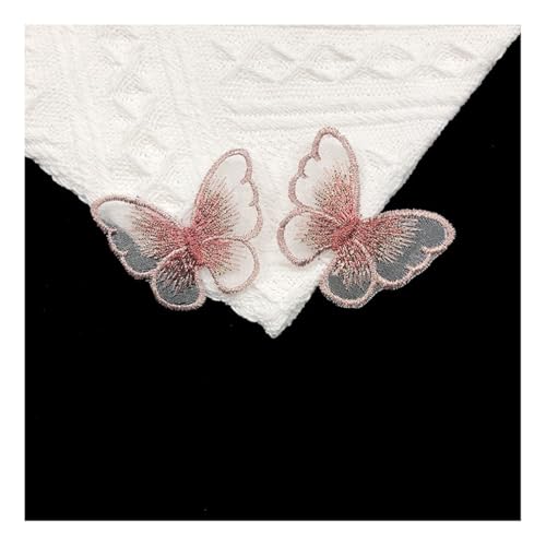 AMateschitz 20 Stück Schmetterlinge Bügelflicken Stickerei Flicken zum Aufbügeln 3D Bunt Organza Applikation Patches Schmetterlings Spitzen Aufnäher Für DIY Kleidung Taschen Hüte Aprikose-Rot 4×3CM von AMateschitz