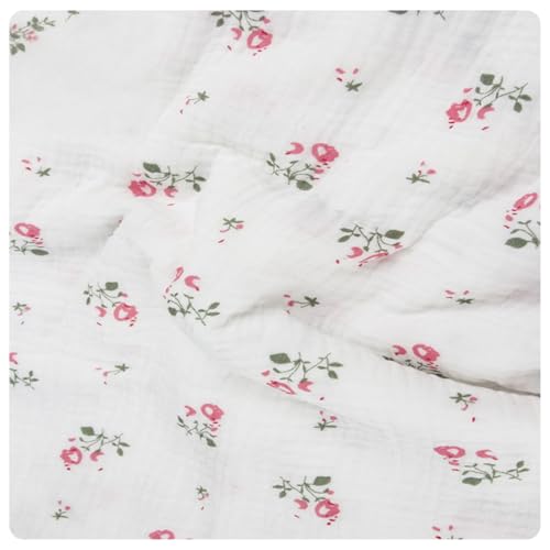 AMateschitz Baumwollstoff Musselin Stoff 100% Baumwolle Nähstoff Meterware Kinderstoff Bedruckte Kostümstoff Double Gauze Stoff Blumen Dekostoff für Kleid Bluse Kinder Tuch Decke Weiß 500 * 135cm AMateschitz Baumwollstoff Musselin Stoff 100% Baumwolle Nähstoff Meterware Kinderstoff Bedruckte Kostümstoff Double Gauze Stoff Blumen Dekostoff für Kleid Bluse Kinder Tuch Decke Weiß 500 * 135cm von AMateschitz