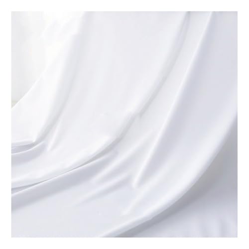 AMateschitz Einfarbig Seidenstoff Stretch Satinstoff mit rutschfestem Futter Maulbeerseiden Seide Futterstoff Chiffon Stoff 150 cm Breit Meterware Verkauft Für Nähen Kleider Pyjama Weiß 5M von AMateschitz