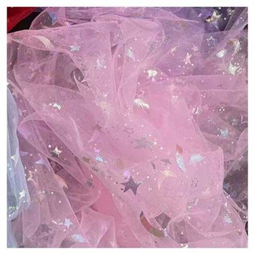 AMateschitz Glitzer Netzstoff Organza Glänzende Tüllstoff mit Sternen Mond Pailletten Heißprägung Tüll Dekostoff Sparkly Tüllband Stoff für DIY Nähen Kleidung Hochzeit Party Geschenk Deko Rosa 1M*1M AMateschitz Glitzer Netzstoff Organza Glänzende Tüllstoff mit Sternen Mond Pailletten Heißprägung Tüll Dekostoff Sparkly Tüllband Stoff für DIY Nähen Kleidung Hochzeit Party Geschenk Deko Rosa 1M*1M von AMateschitz