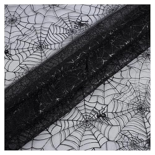 AMateschitz Halloween Netzstoff mit Spinnennetz Spinnen Druck Tüllstoff Spinnweb Spitzenstoff Netzgewebe mit Spiderweb Muster für Halloween Spukhau Häuse Garten Gruselsze Schwarz 100x160cm AMateschitz Halloween Netzstoff mit Spinnennetz Spinnen Druck Tüllstoff Spinnweb Spitzenstoff Netzgewebe mit Spiderweb Muster für Halloween Spukhau Häuse Garten Gruselsze Schwarz 100x160cm von AMateschitz