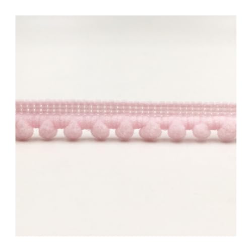 AMateschitz Mini Pomponborte Bommelborte Dekoband Pompoms Bänder zum Nähen Pom Poms Bälle Fransenbesatz Bommelband Pomponband Spitzenband für DIY Basteln Kleidung Zuhause Vorhang Hellrosa 20 Yard von AMateschitz