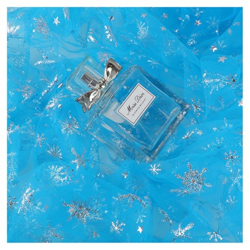 AMateschitz Netzstoff mit Schneeflocken Durchsichtiger Weihnachten Netz Stoff Schneeflocken Druck Tüllstoff Glitzernder Organza Dekostoff für Hochzeit Geburtstag Party Deko KleidDIY Blau 2Yard AMateschitz Netzstoff mit Schneeflocken Durchsichtiger Weihnachten Netz Stoff Schneeflocken Druck Tüllstoff Glitzernder Organza Dekostoff für Hochzeit Geburtstag Party Deko KleidDIY Blau 2Yard von AMateschitz
