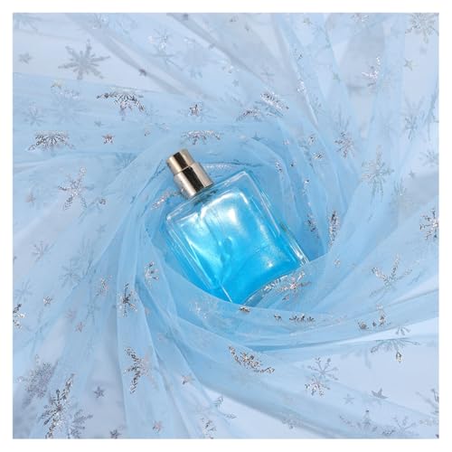 AMateschitz Netzstoff mit Schneeflocken Durchsichtiger Weihnachten Netz Stoff Schneeflocken Druck Tüllstoff Glitzernder Organza Dekostoff für Hochzeit Geburtstag Party Deko KleidDIY Hellblau #2 1Yard AMateschitz Netzstoff mit Schneeflocken Durchsichtiger Weihnachten Netz Stoff Schneeflocken Druck Tüllstoff Glitzernder Organza Dekostoff für Hochzeit Geburtstag Party Deko KleidDIY Hellblau #2 1Yard von AMateschitz