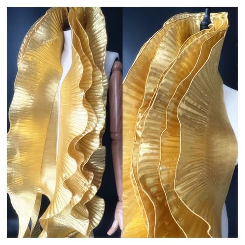 AMateschitz Plissiert Spitzenstoff Glänzend Rüschenstoff Organza Plissee Tüll Rüschenbesatz Spitzenborte mit Rüschen Rüschenband für DIY Basteln Handwerk Nähen Hochzeitskleid Gold 1 Yard AMateschitz Plissiert Spitzenstoff Glänzend Rüschenstoff Organza Plissee Tüll Rüschenbesatz Spitzenborte mit Rüschen Rüschenband für DIY Basteln Handwerk Nähen Hochzeitskleid Gold 1 Yard von AMateschitz