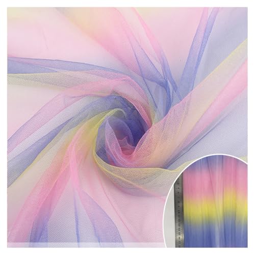 AMateschitz Regenbogen Glitzer Tüllband Farbgradient Tüll Netzstoff Farbverlauf Tüllstoff Bunte Gradient Netz Stoff Meterware für Tutu Rock Kleid Nähen Basteln Geschenk Deko DIY Handwerk #4 1Yard von AMateschitz