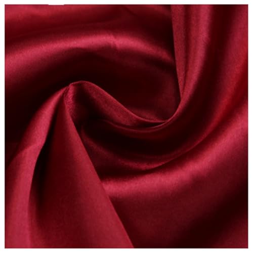 AMateschitz Satin-Stoff Stofffutter Futterstoff Meterware Weiches Polyester Stoff Baumwollstoff Stoff zum Nähen Einfarbig in 28 Farben für Kleider Jacken Mäntel Hosen Röcke Möbel Burgunderrot 1M*1.5M von AMateschitz