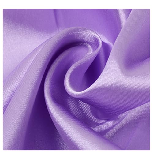AMateschitz Satin-Stoff Stofffutter Futterstoff Meterware Weiches Polyester Stoff Baumwollstoff Stoff zum Nähen Einfarbig in 28 Farben für Kleider Jacken Mäntel Hosen Röcke Möbel Hellviolett 1M*1.5M von AMateschitz