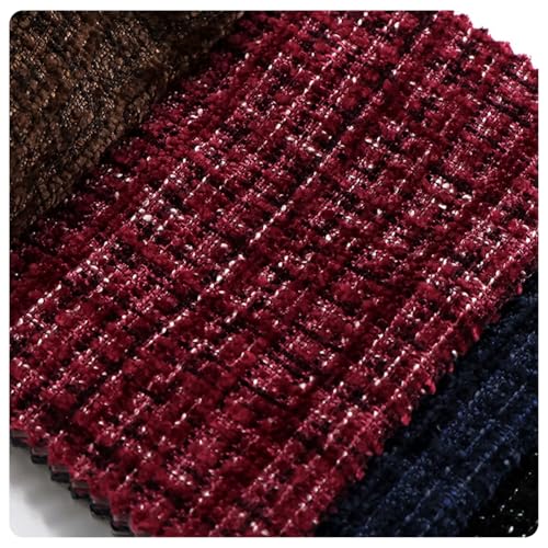AMateschitz Tweed Stoff Handgemachte Nähstoffe Karierter Tweedstoff Meterware Quiltstoff Karo Bastelstoffe Dekostoff Stoffe Zum Nähen Kleiderstoff Quadrate Bündel für DIY-Handwerk Rot#3 300 * 148cm von AMateschitz