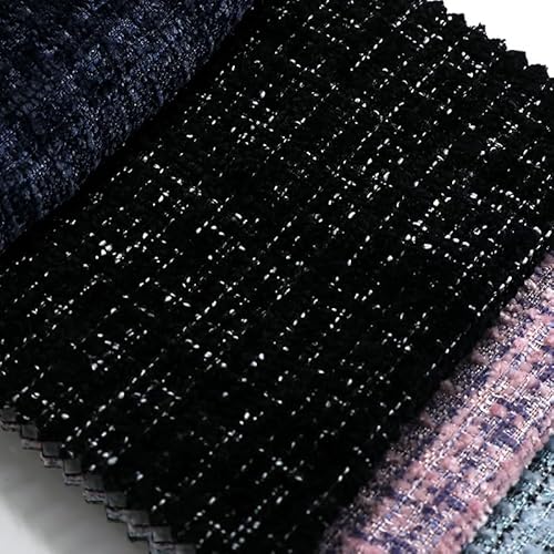 AMateschitz Tweed Stoff Handgemachte Nähstoffe Karierter Tweedstoff Meterware Quiltstoff Karo Bastelstoffe Dekostoff Stoffe Zum Nähen Kleiderstoff Quadrate Bündel für DIY-Handwerk Schwarz#3 300*148cm von AMateschitz