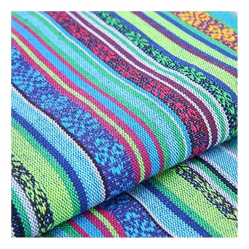 AMateschitz Vintage Jacquard Stoffe Ethnischer Stil Patchwork Stoffe Ethno Drucken Möbelstoff Exotischer Blumenmuster Dekostoffe Meterware, Für Heimdekoration Nähen Quilt DIY Blau 3M von AMateschitz
