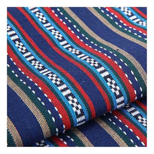 AMateschitz Vintage Jacquard Stoffe Ethnischer Stil Patchwork Stoffe Ethno Drucken Möbelstoff Exotischer Blumenmuster Dekostoffe Meterware, Für Heimdekoration Nähen Quilt DIY Marineblau-Blau-Rot 1M von AMateschitz