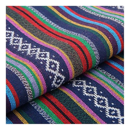 AMateschitz Vintage Jacquard Stoffe Ethnischer Stil Patchwork Stoffe Ethno Drucken Möbelstoff Exotischer Blumenmuster Dekostoffe Meterware, Für Heimdekoration Nähen Quilt DIY Marineblau-Rosa-Rot 1M von AMateschitz