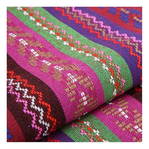 AMateschitz Vintage Jacquard Stoffe Ethnischer Stil Patchwork Stoffe Ethno Drucken Möbelstoff Exotischer Blumenmuster Dekostoffe Meterware, Für Heimdekoration Nähen Quilt DIY Rosa-Grün- Lila 1M von AMateschitz