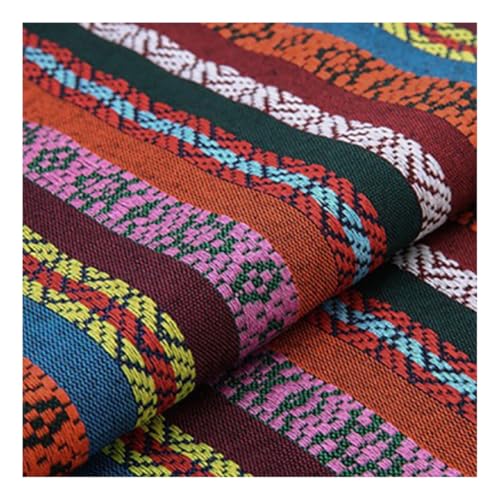 AMateschitz Vintage Jacquard Stoffe Ethnischer Stil Patchwork Stoffe Ethno Drucken Möbelstoff Exotischer Blumenmuster Dekostoffe Meterware, Für Heimdekoration Nähen Quilt DIY Rosa-Orange-Dunkelgrün 1M von AMateschitz
