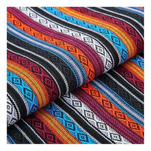 AMateschitz Vintage Jacquard Stoffe Ethnischer Stil Patchwork Stoffe Ethno Drucken Möbelstoff Exotischer Blumenmuster Dekostoffe Meterware, Für Heimdekoration Nähen Quilt DIY Schwarz-Blau 1M von AMateschitz