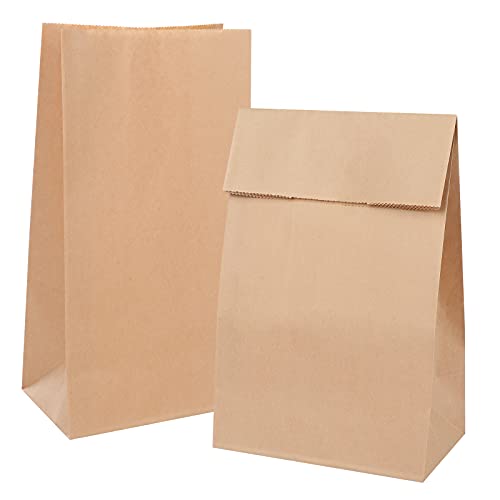 100 Stück Papiertüten, Geschenktüten Papier,Papiertüten braun,Papiertüten Klein11x6x20cm Sandwich Tüten Brottüten Lebensmitteltaschen mit Kraft Papier zum Geburtstag, Xmas Party Hochzeit Ostertüten von AN HUI MING