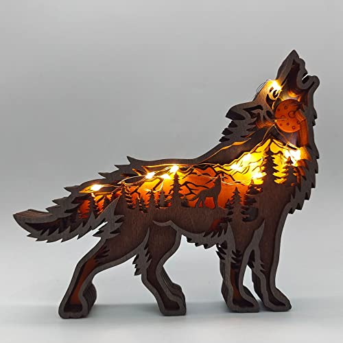 ANACRO Holz Wolf Dekor, Leuchtende Tier Tisch Dekoration, Wolf Dekorationen Für Regal Tisch Holz ANACRO Holz Wolf Dekor, Leuchtende Tier Tisch Dekoration, Wolf Dekorationen Für Regal Tisch Holz von ANACRO